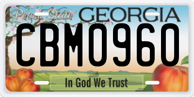 GA license plate CBM0960