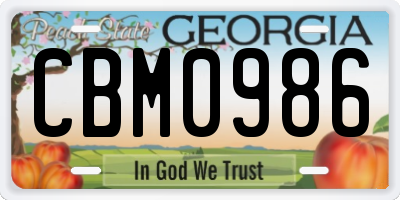 GA license plate CBM0986