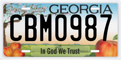 GA license plate CBM0987