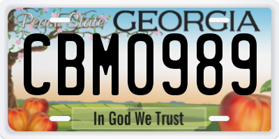 GA license plate CBM0989