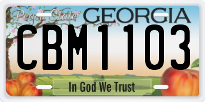 GA license plate CBM1103
