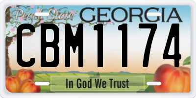 GA license plate CBM1174
