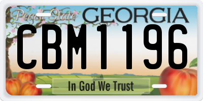 GA license plate CBM1196