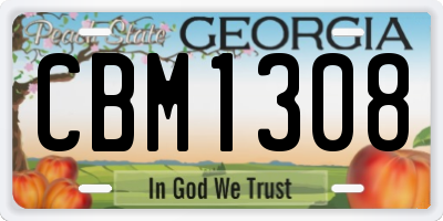 GA license plate CBM1308