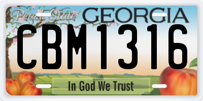 GA license plate CBM1316