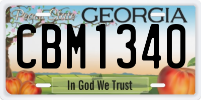 GA license plate CBM1340