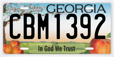 GA license plate CBM1392