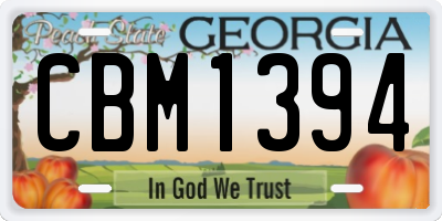 GA license plate CBM1394