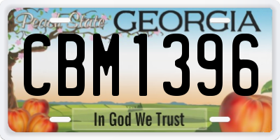 GA license plate CBM1396