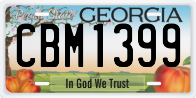 GA license plate CBM1399