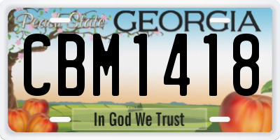 GA license plate CBM1418