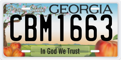 GA license plate CBM1663