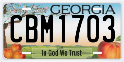 GA license plate CBM1703