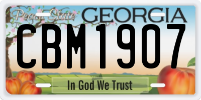 GA license plate CBM1907