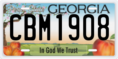GA license plate CBM1908