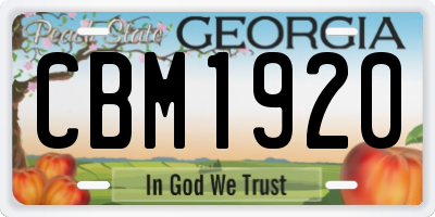 GA license plate CBM1920