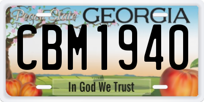 GA license plate CBM1940