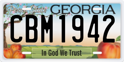 GA license plate CBM1942