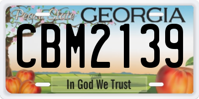 GA license plate CBM2139