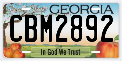 GA license plate CBM2892