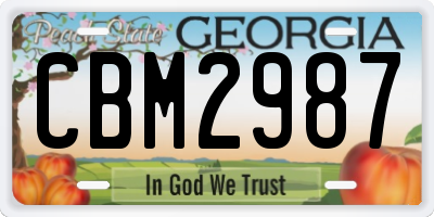 GA license plate CBM2987