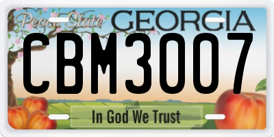GA license plate CBM3007