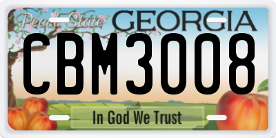 GA license plate CBM3008