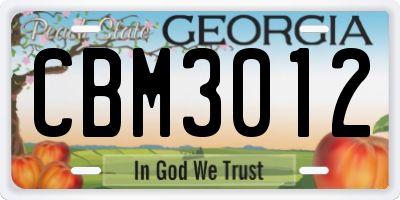 GA license plate CBM3012