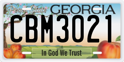 GA license plate CBM3021