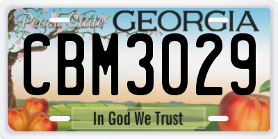 GA license plate CBM3029