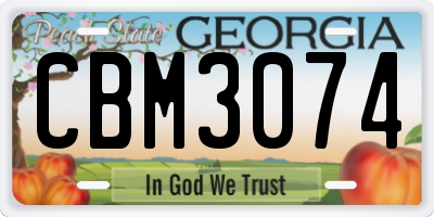 GA license plate CBM3074