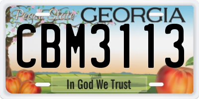 GA license plate CBM3113