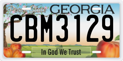 GA license plate CBM3129