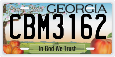 GA license plate CBM3162