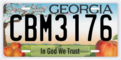 GA license plate CBM3176