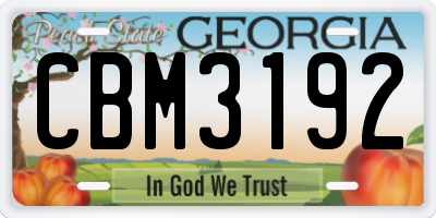 GA license plate CBM3192