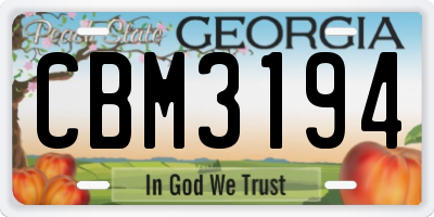 GA license plate CBM3194