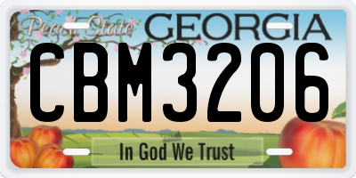 GA license plate CBM3206