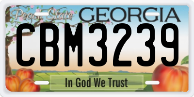 GA license plate CBM3239
