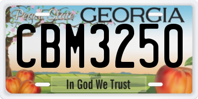 GA license plate CBM3250