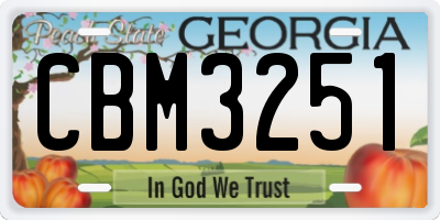GA license plate CBM3251