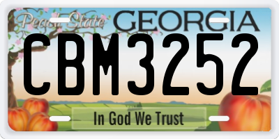GA license plate CBM3252