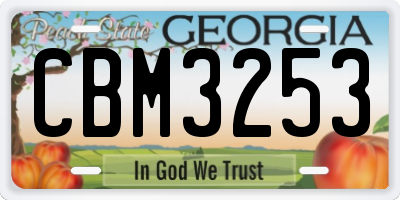 GA license plate CBM3253