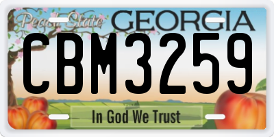 GA license plate CBM3259