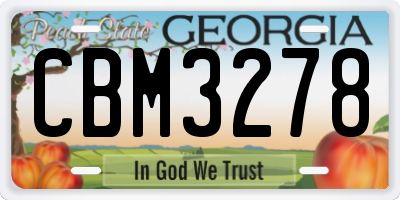 GA license plate CBM3278