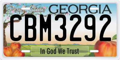 GA license plate CBM3292