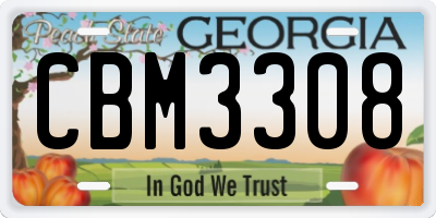 GA license plate CBM3308