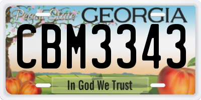 GA license plate CBM3343