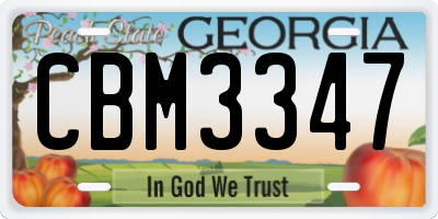 GA license plate CBM3347