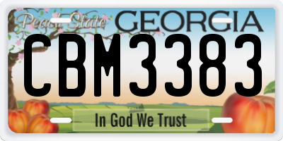 GA license plate CBM3383